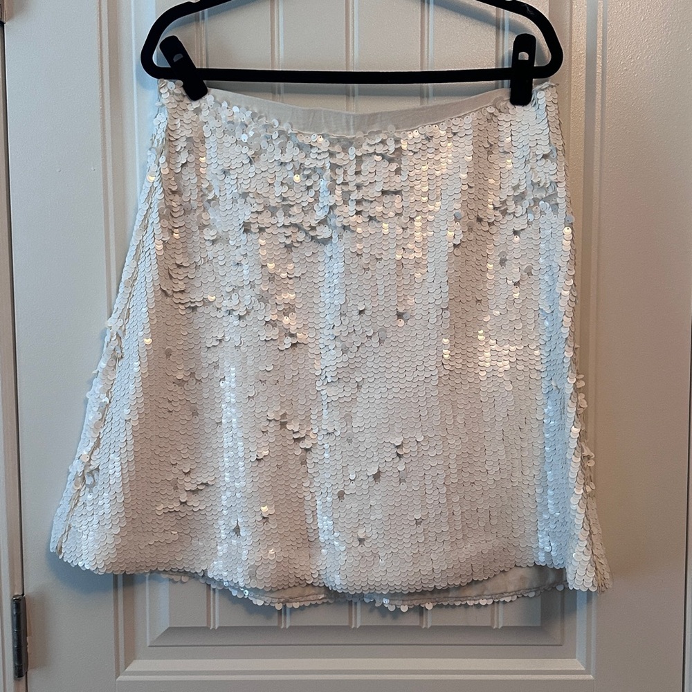 Seed Heritage White Sequin Skirt and Matching Silky Spaghetti Strap Tanktop